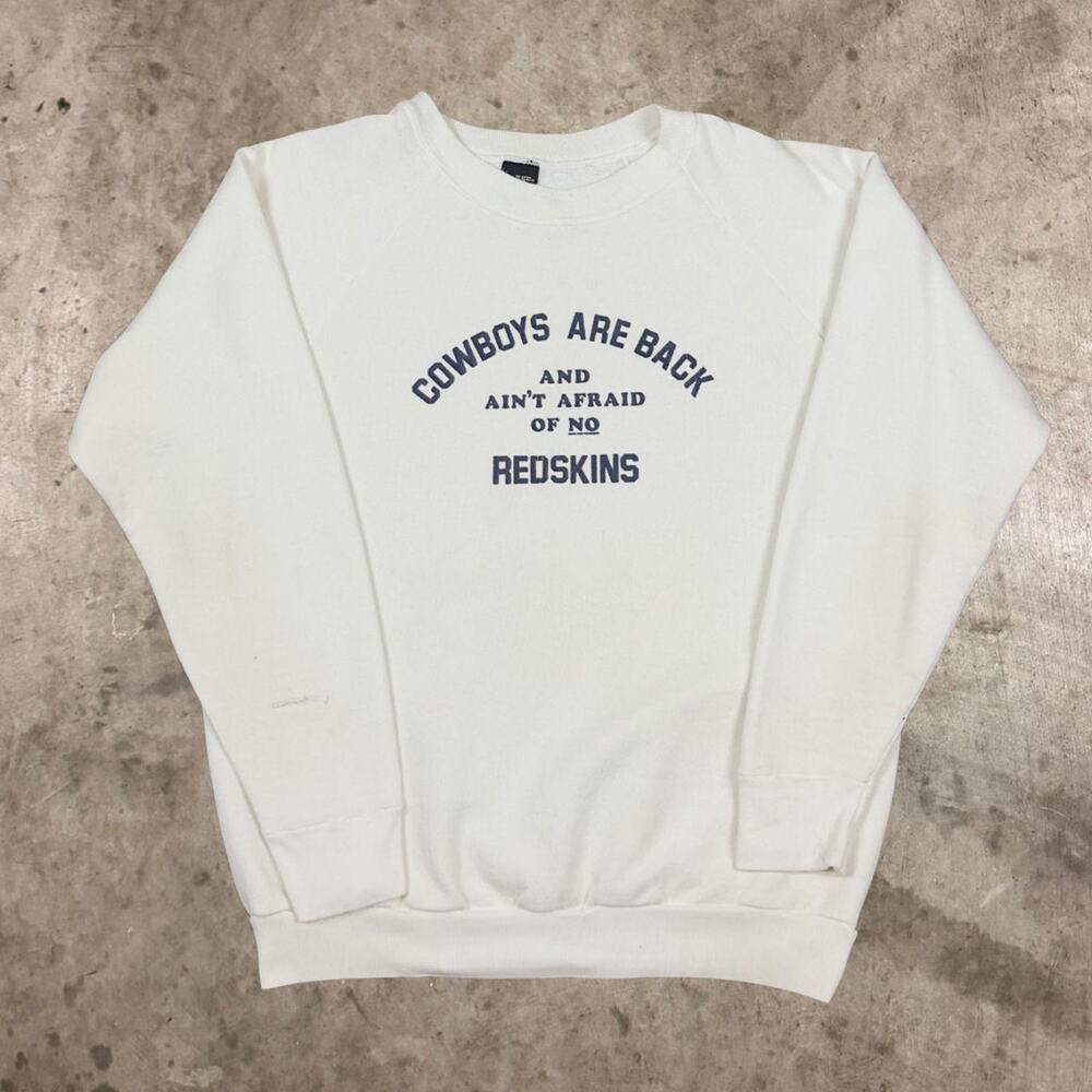 Vintage 90s Dallas Cowboys Sweatshirt Redskins NFL Football White Mens Size L